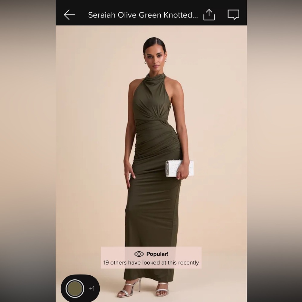 Lulus Seraiah olive green knotted ruched halter dress - NWOT